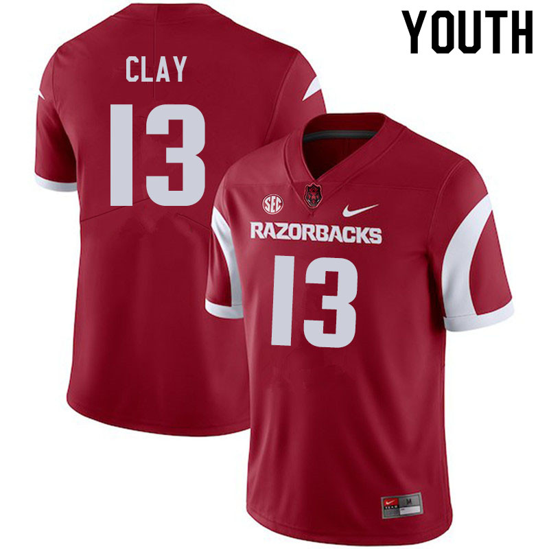 Youth #13 Collin Clay Arkansas Razorbacks College Football Jerseys Sale-Cardinal
